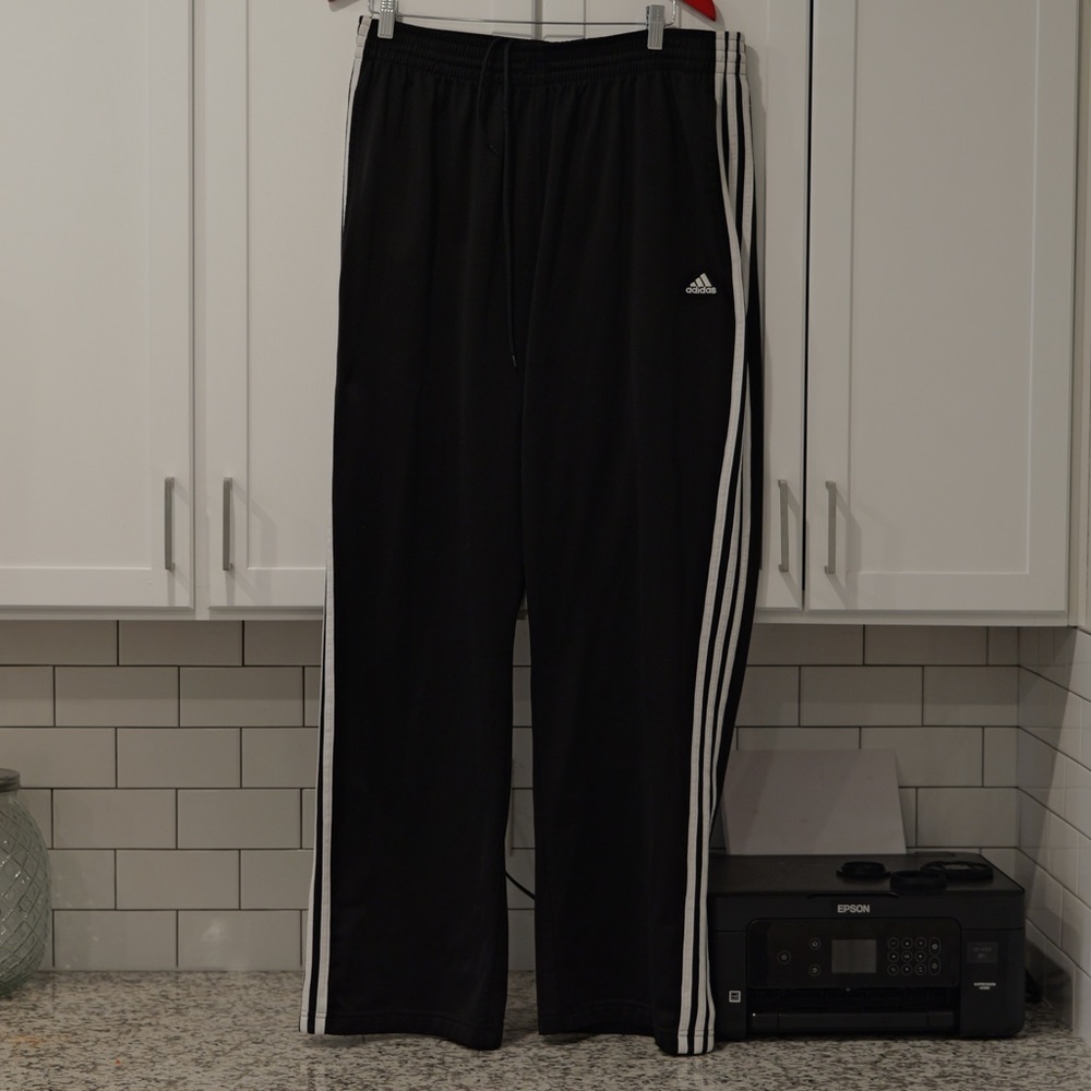 Classic Adidas Sweatpants - XL Black and White Striped​